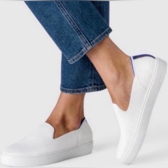 Rothy's Shoes - Rothy's White and Navy Slip-On Sneakers Size 8.5